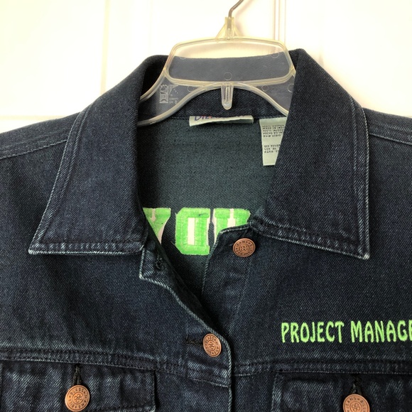 Dark Blue Jean Jacket with Project Manager Embroidery - Picture 3 of 10